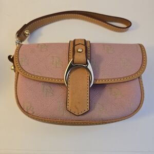 Dooney & Burke Two-Tone Pink and Brown Clutch